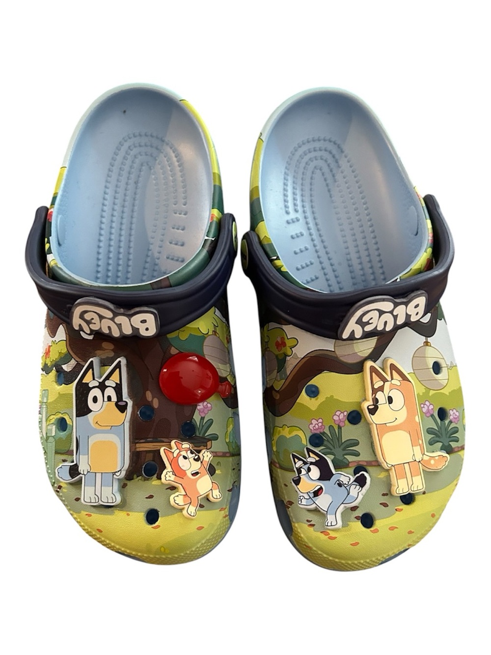 Bluey CROCS full graphic with jibbits new with tags (unattached)
